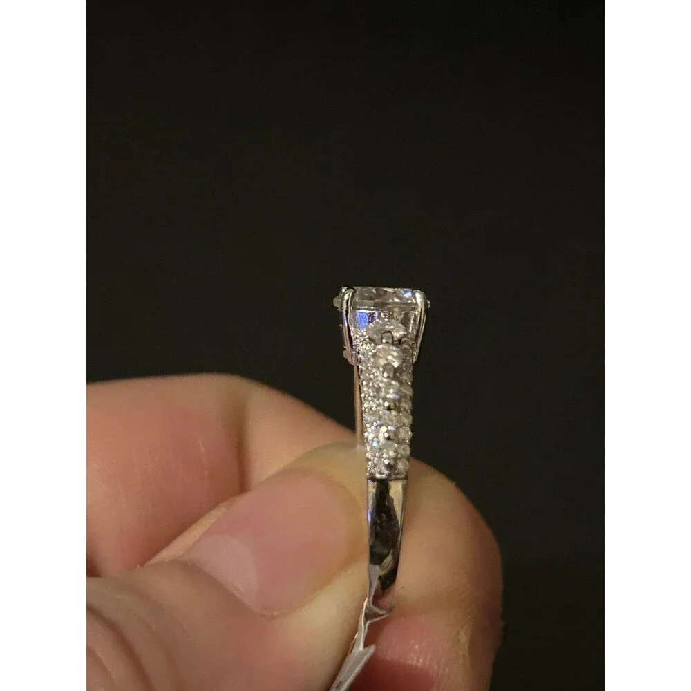 Sterling Silver & Moissanite Ring 0.88 CTW Sz 7